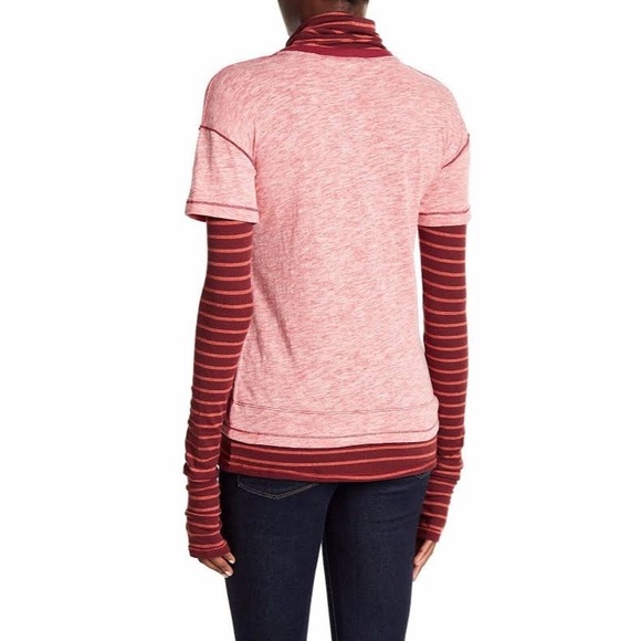 FREE PEOPLE NWOT Mixed Media Piper Two-Fer Tee XS - Picture 6 of 8